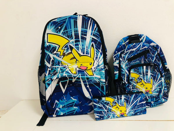 CONJUNTO DE MOCHILA PIKACHU POKEMON - NOVO