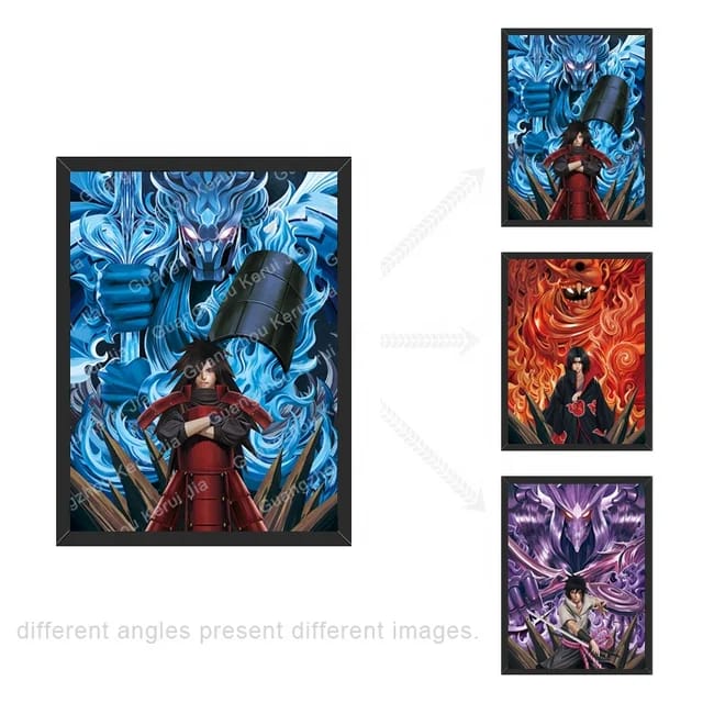 QUADRO DECORATIVO 3D SASUKE ITACHI MADARA - NOVO