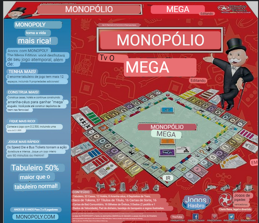 MONOPÓLIO THE MEGA EDITION PARA 2 A 8 JOGADORES