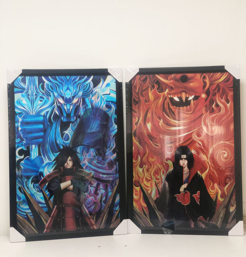 QUADRO DECORATIVO 3D SASUKE ITACHI MADARA - NOVO