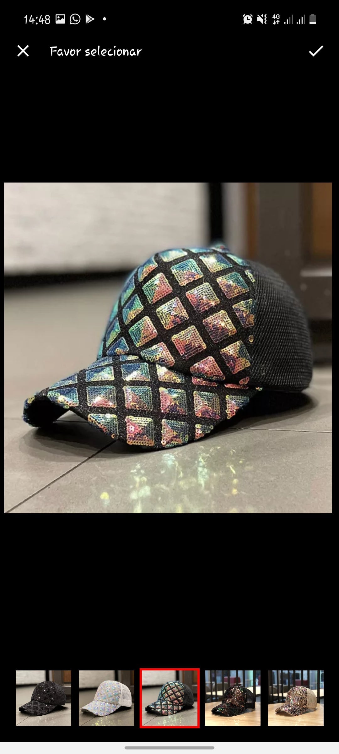 CHAPÉU FEMENINO COM LANTEJOULAS BRILHANTES