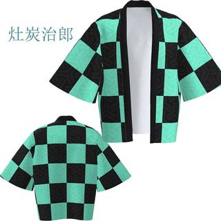 KIMONO CURTO KAMADO TANJIRO - DENON SLAYER COSPLAY